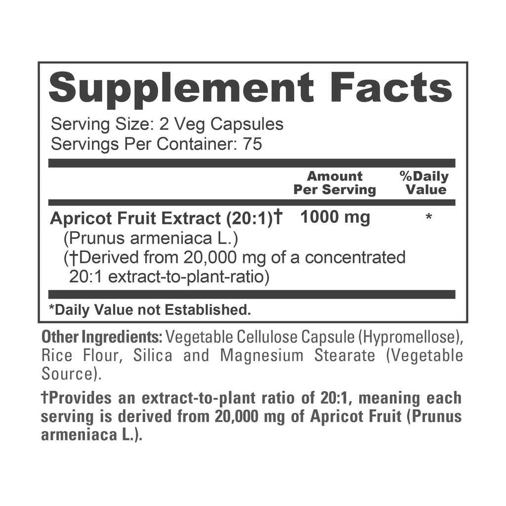 NusaPure Apricot 20:1 Extract, 1000 mg Equivalent to 20,000mg 150 Veggie Capsules (Vegan, Non-GMO) NusaPure Au supplements