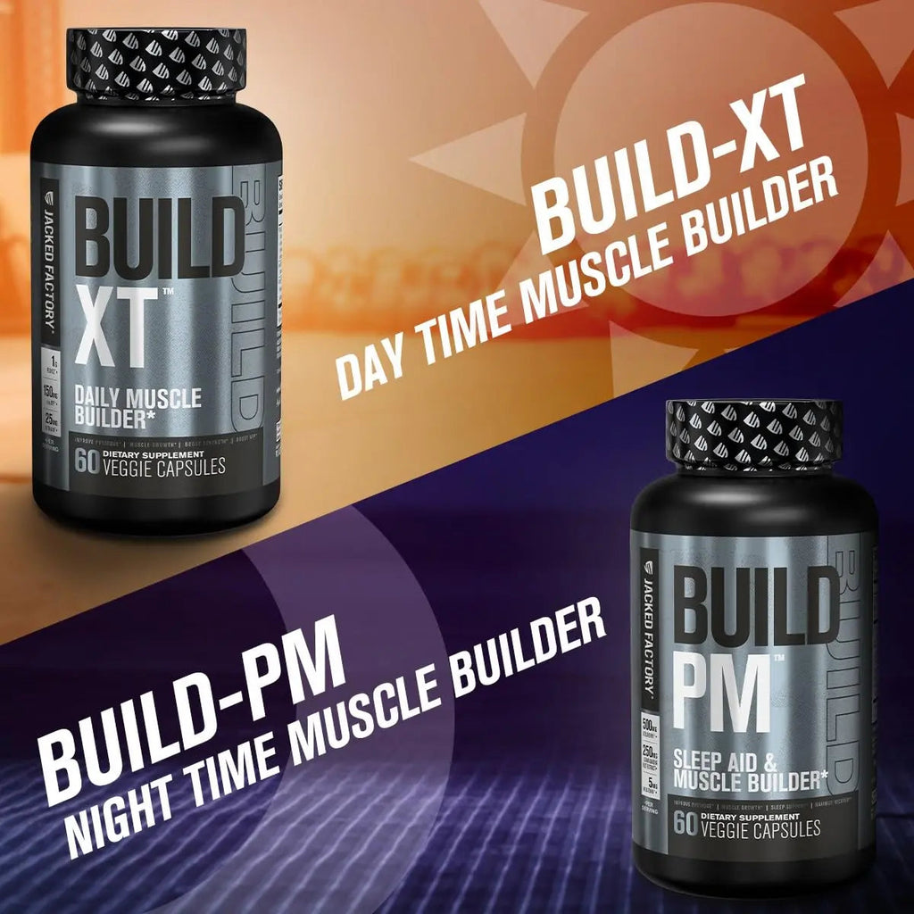 Jacked Factory AM & PM Muscle Building Stack - N.O. XT, Build XT, & Build PM Jacked Factory Au supplements