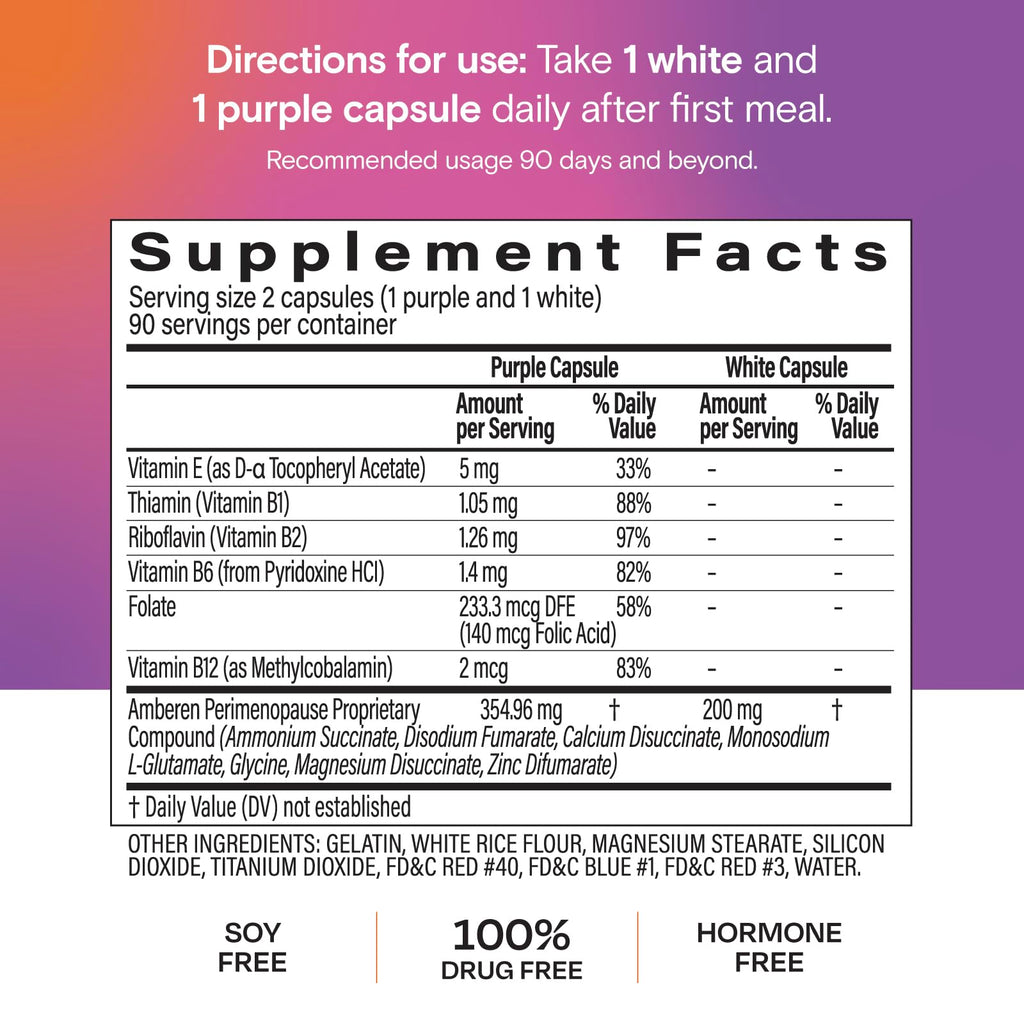 Amberen Perimenopause, Peri-Menopause Multi-Symptom Relief, Vitamin B, Vitamin E & Antioxidants Supplement, Helps Support Hormone Balance, Hot Flashes & Night Sweats, Supplements for Women, 180 Count Amberen Au supplements