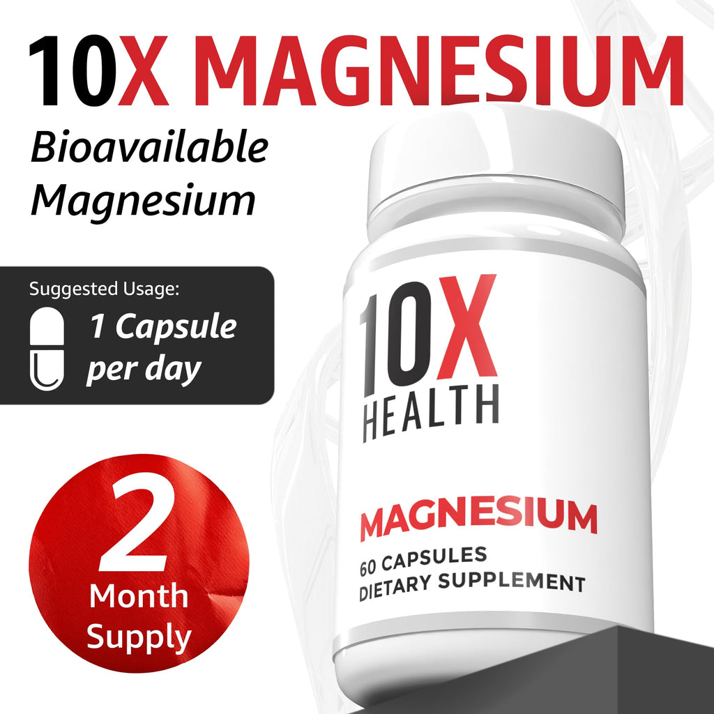 10X Health Magnesium Supplements - High-Absorption Magnesium Citrate for Sleep, Muscle & Nerve Support