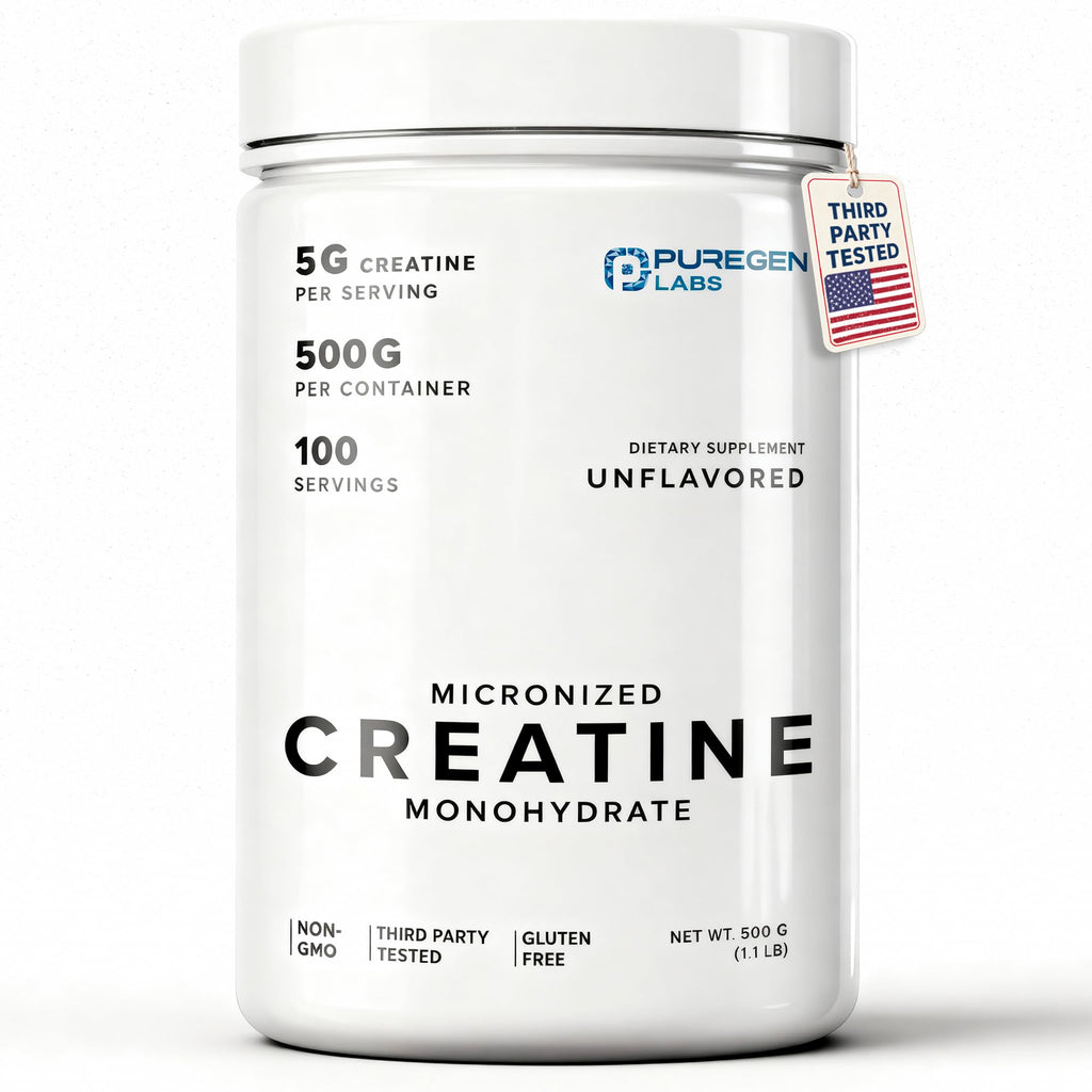 Puregen Labs Micronized Creatine Monohydrate Powder 500g – Pure, Unflavored, No Additives | 5000mg Per Serv (5g) - 100 Servings | Third Party Tested for Quality P Puregen Labs Au supplements