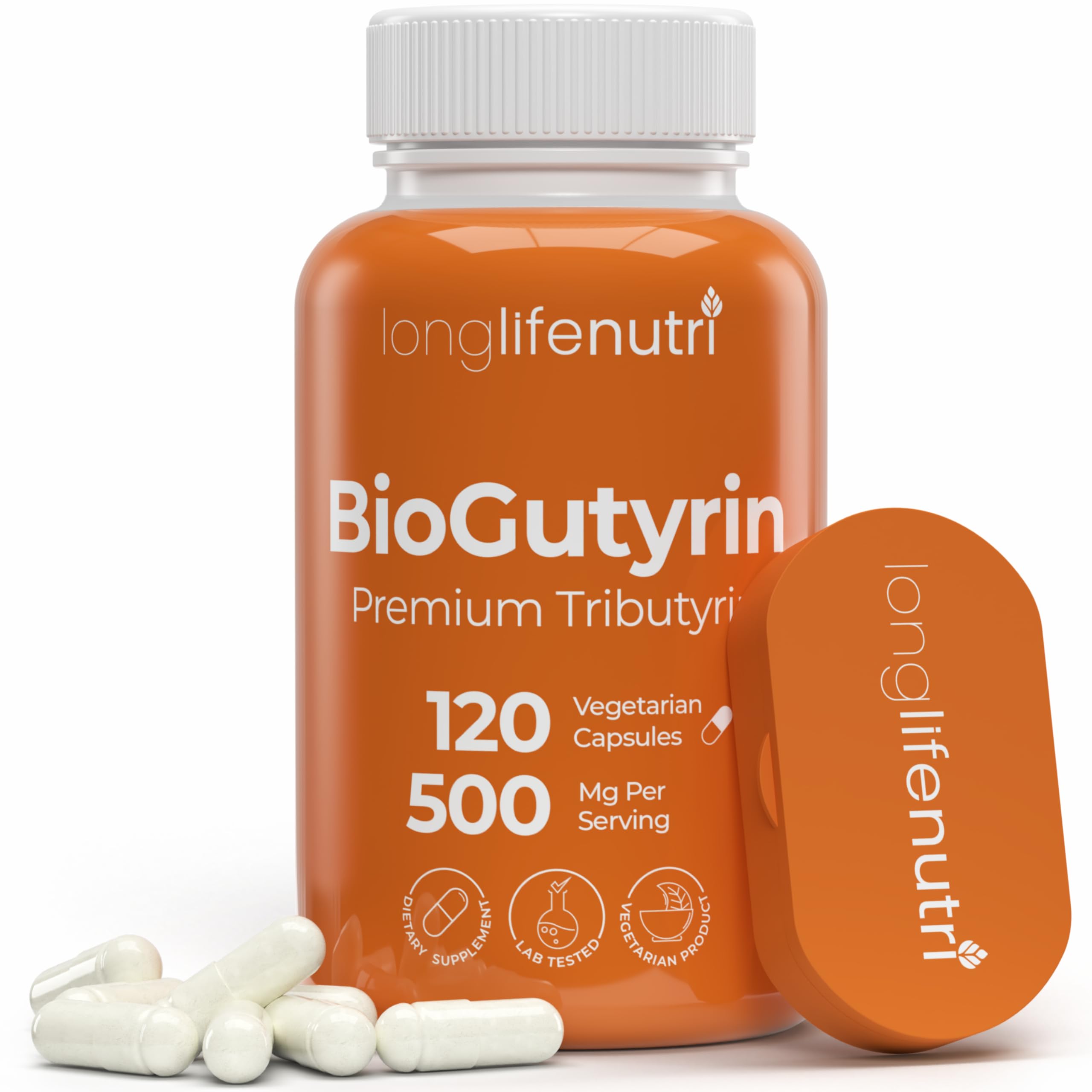 BioGutyrin – Tributyrin 500mg, Postbiotic Supplement for Gut Function & Nutrient Absorption, 120 Vegetarian Capsules, Butyric Acid for Butyrate Production, 4-Month Supply, GMP Certified, Made in USA LongLifeNutri Au supplements