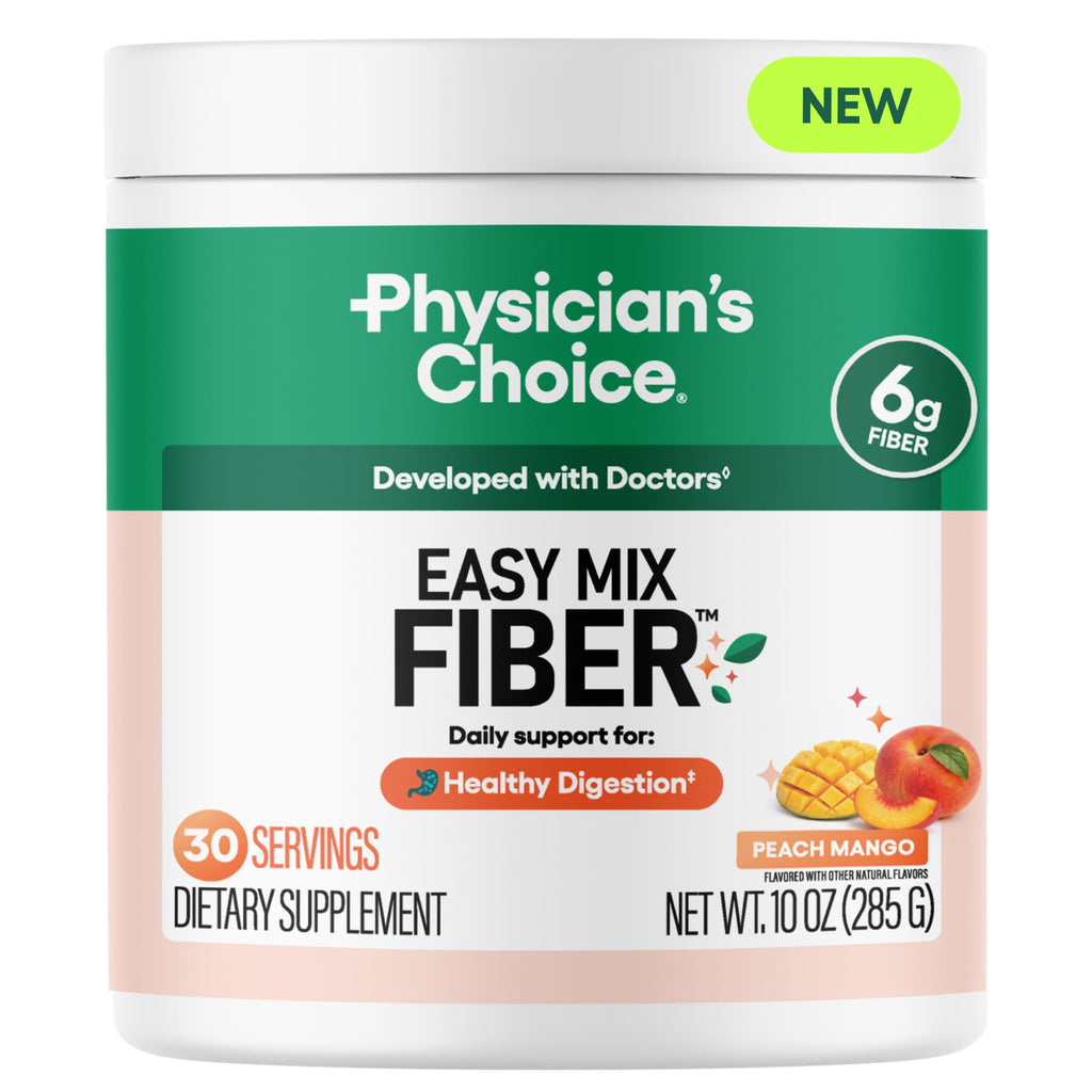 Physician's CHOICE Easy Mix Fiber for Digestive Health & Regularity - No Grit - Daily Prebiotic Soluble Fiber Powder Supplement