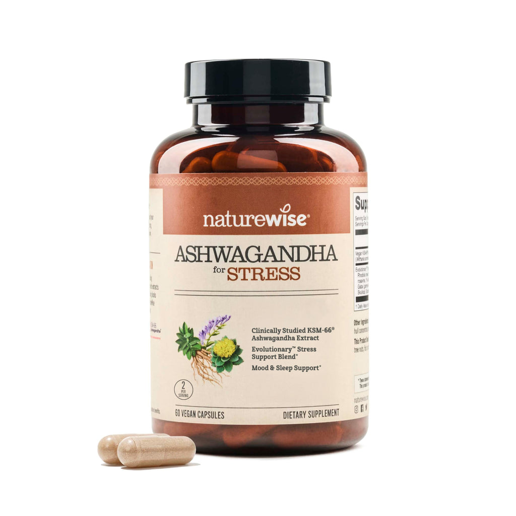 NatureWise Ashwagandha for Stress - With KSM-66 Extract, GABA, L-Theanine, Rhodiola Rosea - Herbal Mood & Sleep Support - Vegan, Non-GMO, Gluten-Free - 60 Capsules[1-Month Supply] NatureWise Au supplements