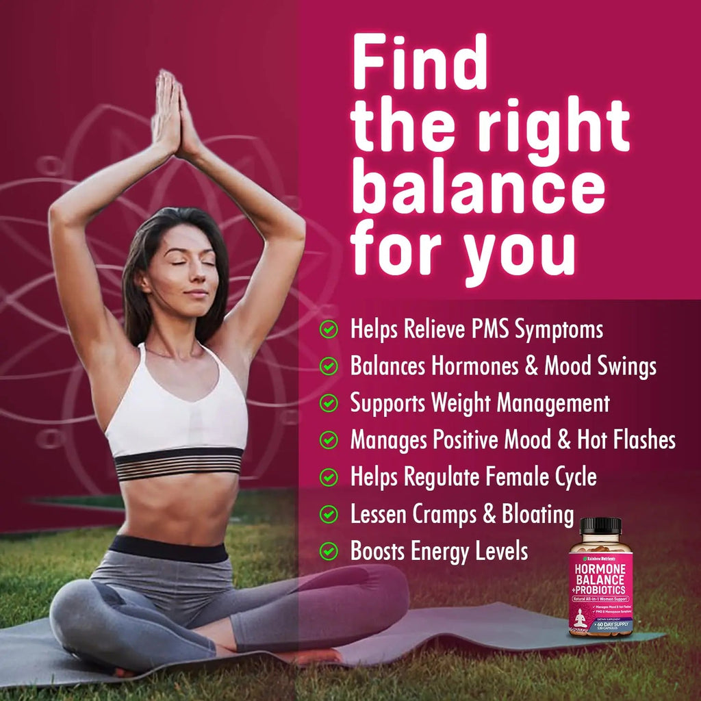 Hormone Balance + Probiotics for Women (3450mg) Natural Relief for Menopause Rainbow Nutrients, LLC Au supplements