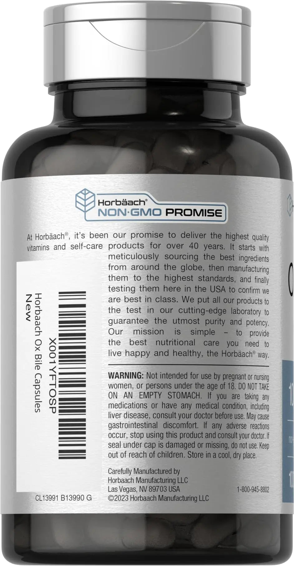 Ox Bile 1000 mg 100 Capsules | Digestive Enzymes Supplement | Non-GMO & Gluten Free Horbäach Au supplements