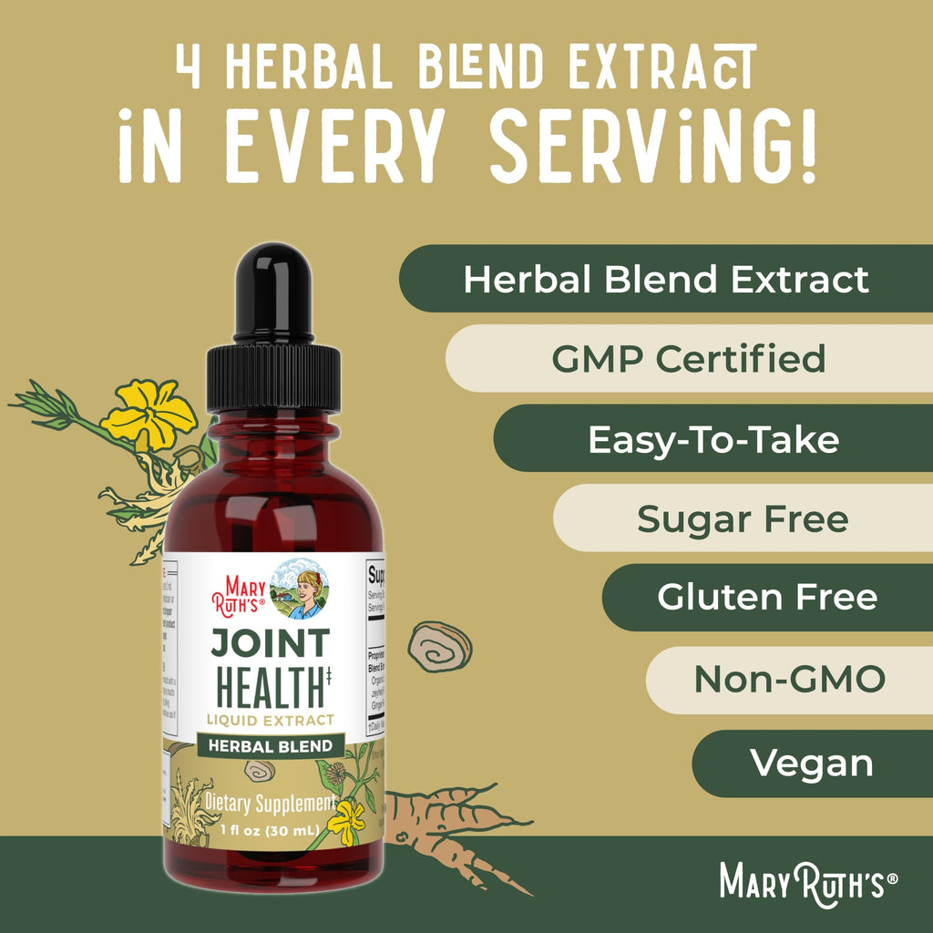 MaryRuth Organics Joint Health Liquid Extract | Four Herbal Blend Liquid Drops | Ginger Root | Licorice Root | Cats Claw | Devils Claw | Vegan | Non GMO | Alcohol Free Tincture | 30 Servings MARYRUTH'S Au supplements