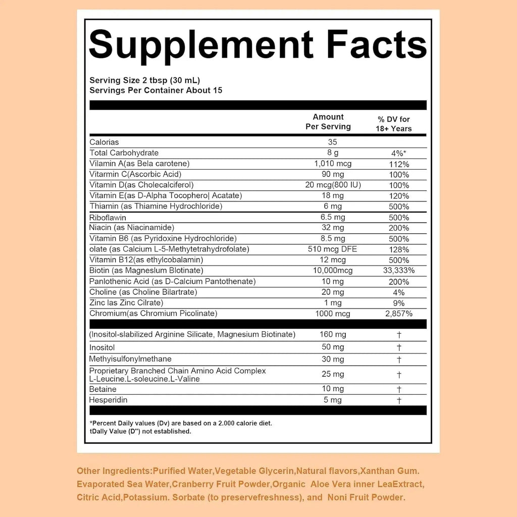 Zeniber MaayRuth Multivitamins Hair Growth| Liquid Multivitamin for Hair Growth | Biotin 10000mcg | Hair & Skin Support Supplement | Zeniber Au supplements