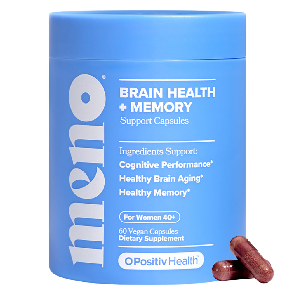 MENO Brain Health + Memory Support Capsules – Daily Support for Cognitive Performance, Concentration & Healthy Brain Aging – with Phosphatidylserine, Creatine, Sage Leaf & Huperzine A – 30 Servings O Positiv Au supplements