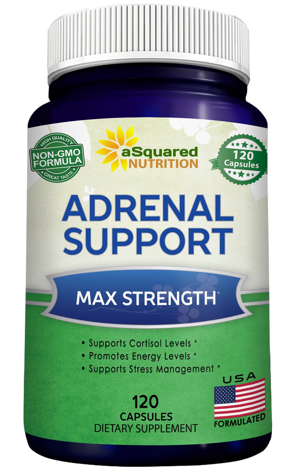 aSquared Nutrition Adrenal Support & Cortisol Manager Supplement (120 Capsules)-Adrenal Health w/Vitamin C Complex Pills to Support Fatigue & Stress Relief-Ashwagandha, L-Tyrosine, Rhodiola & Ginseng aSquared Nutrition Au supplements