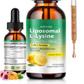 Liposomal L-Lysine 1000mg Liquid Drops, 7-in-1 Lysine Supplement for Adults with Vitamin C/B6/D3/B12 & Zinc Gluconate, Immune Support, Collagen Synthesis & Skin Lip Health, Lemon Flavor, 2 Fl Oz