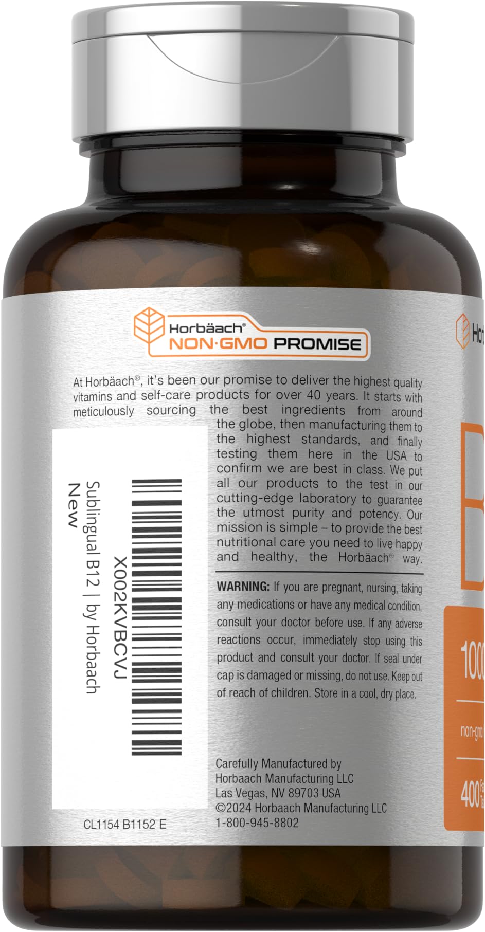 Horbaach Vitamin B12 1000 mcg Sublingual | 400 Fast Dissolve Tablets | Methylcobalamin Supplement for Women and Men