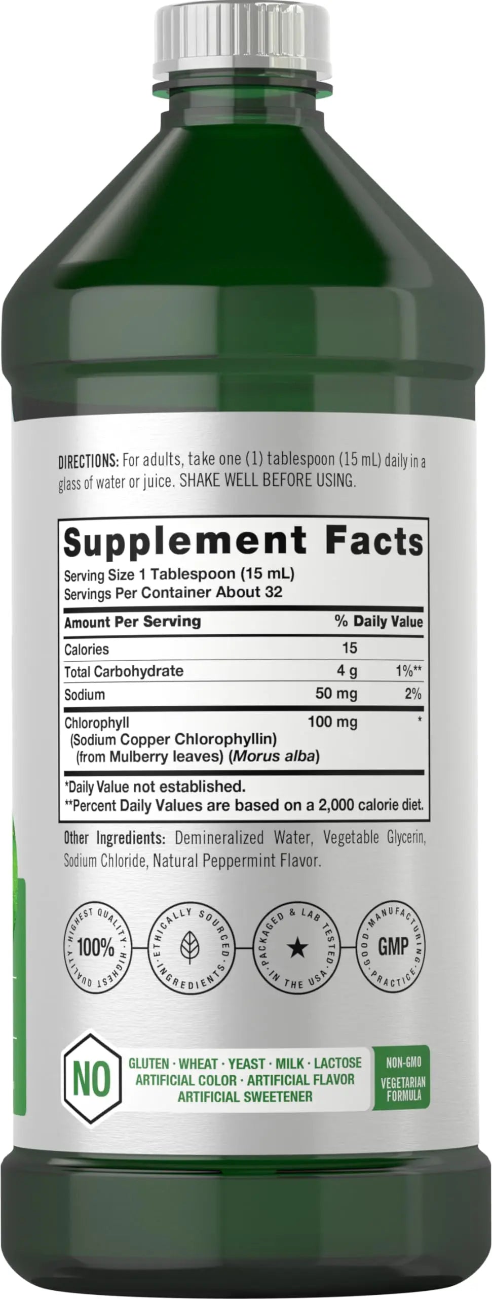 Chlorophyll Liquid Drops 100mg | 32 oz (2 x 16 oz Bottles) | Natural Peppermint Flavor Horbäach Au supplements