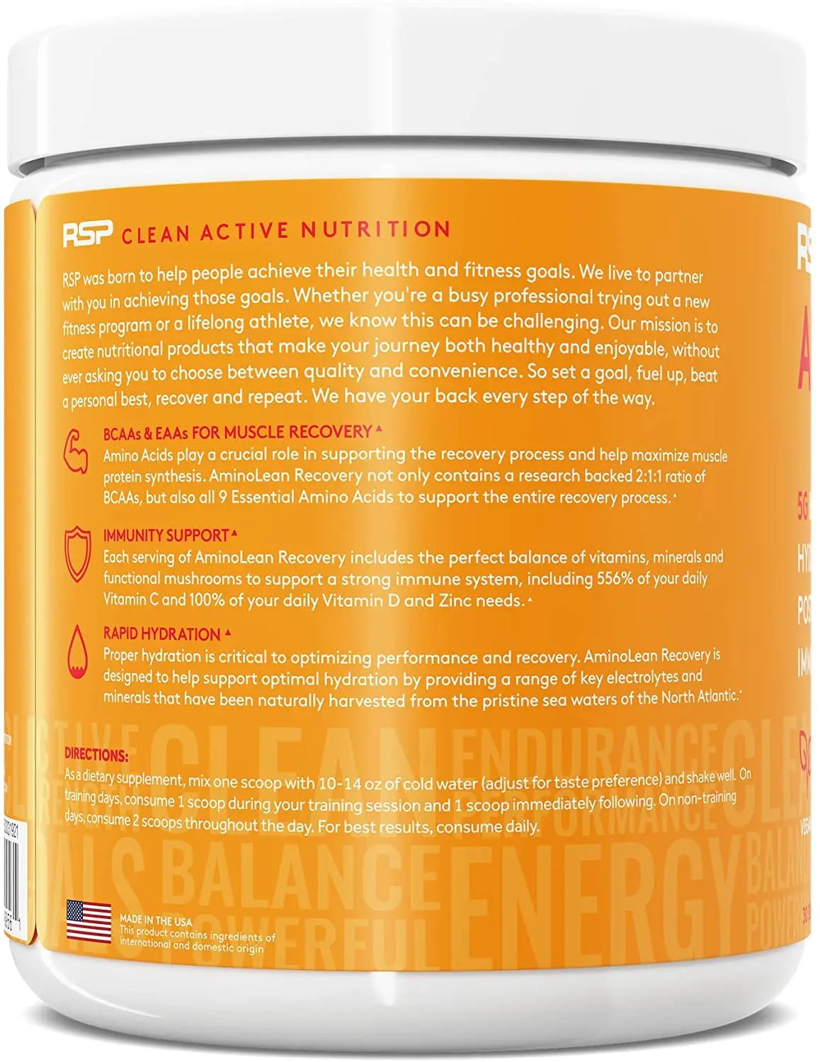 RSP AminoLean Recovery - Post Workout BCAAs Amino Acids Supplement + Electrolytes RSP NUTRITION Au supplements