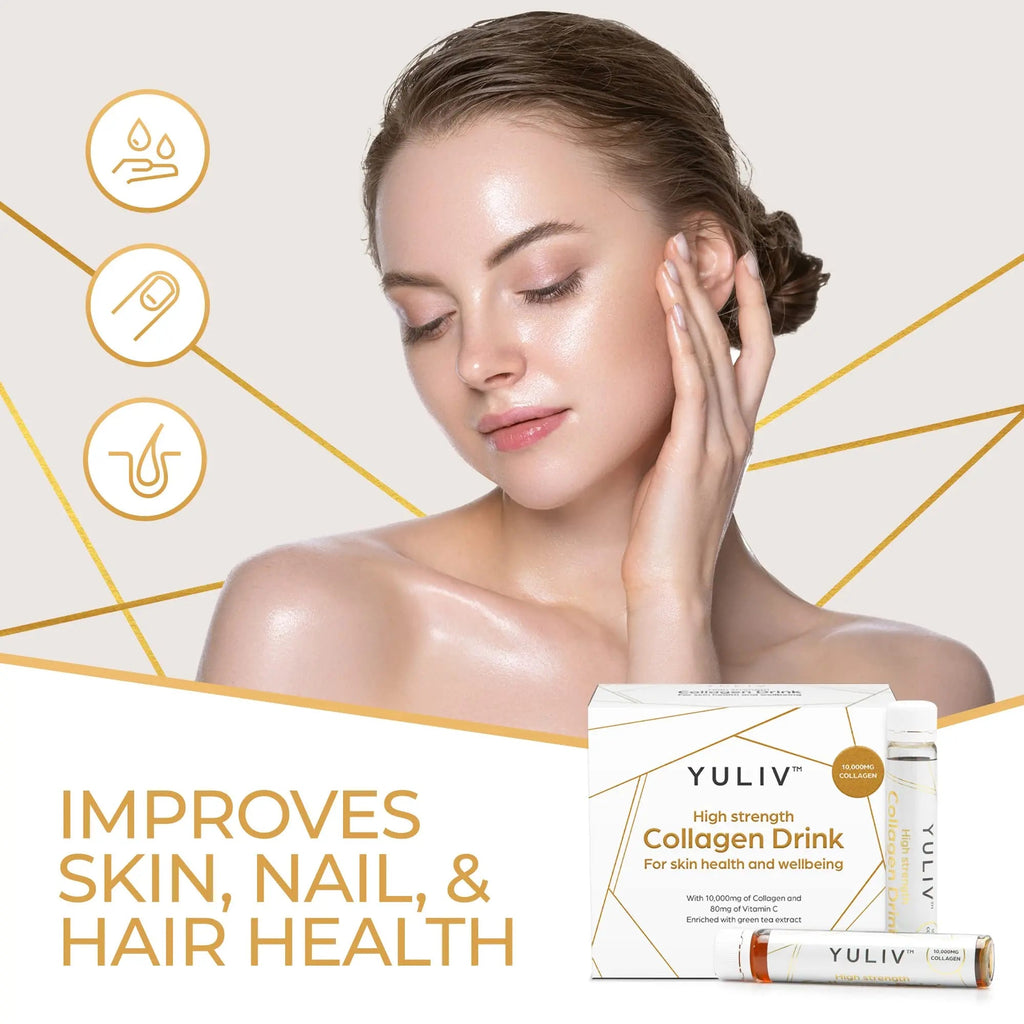 Yuliv High-Dosage Hydrolyzed Collagen Drink - Liquid Collagen Peptides (10000 mg) with Vitamin C for Hair, Skin, and Nails Yuliv Au supplements
