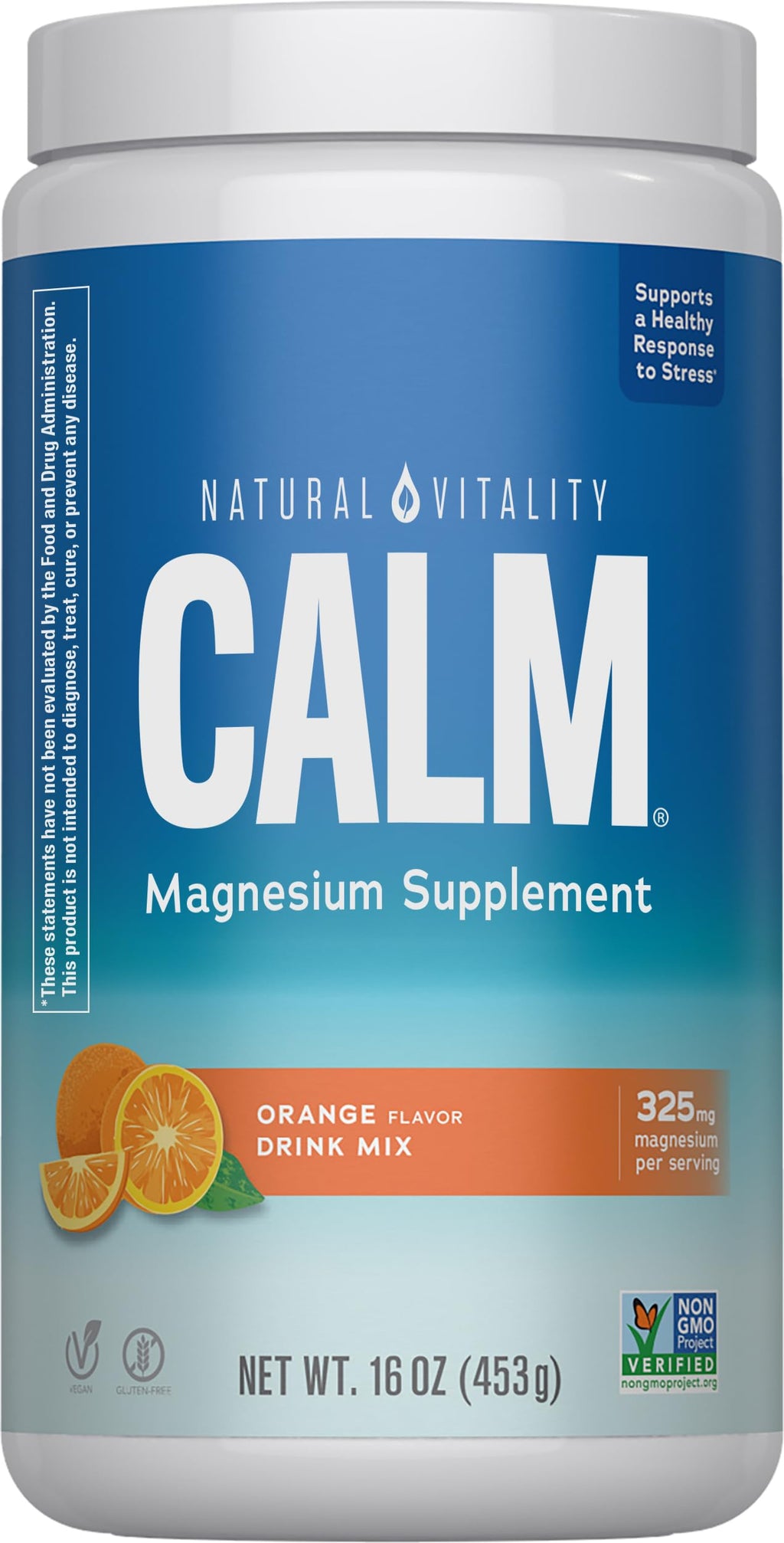 Natural Vitality Calm, Magnesium Citrate Supplement, Anti-Stress Drink Mix Powder, Gluten Free, Vegan