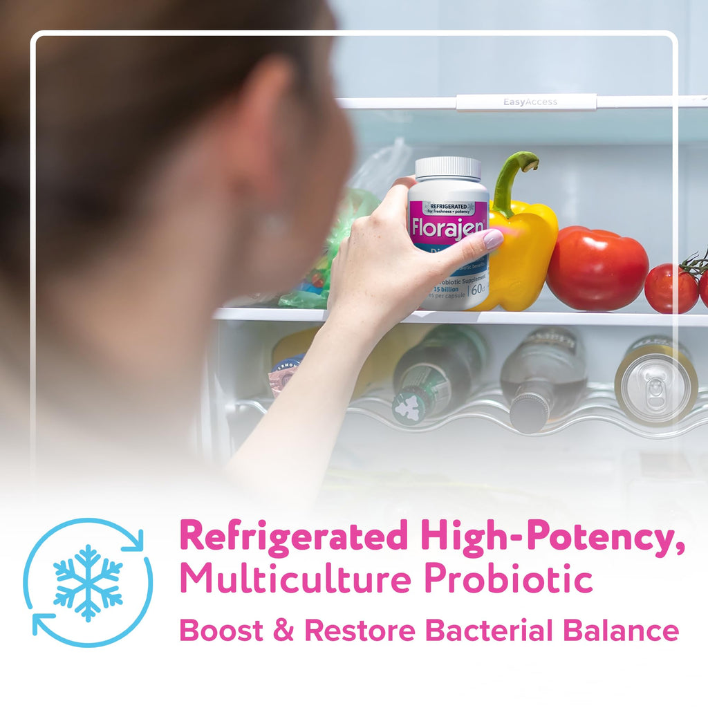 Florajen3 Digestion High Potency Refrigerated Probiotics | Restores Balance in Digestive System | for Antibiotic Side Effects | 60 Capsules