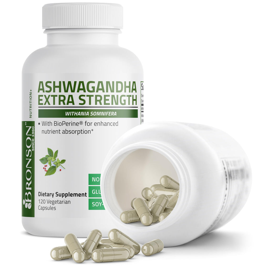 Bronson Ashwagandha Extra Strength Stress & Mood Support with BioPerine - Non GMO Formula, 120 Vegetarian Capsules Bronson Au supplements