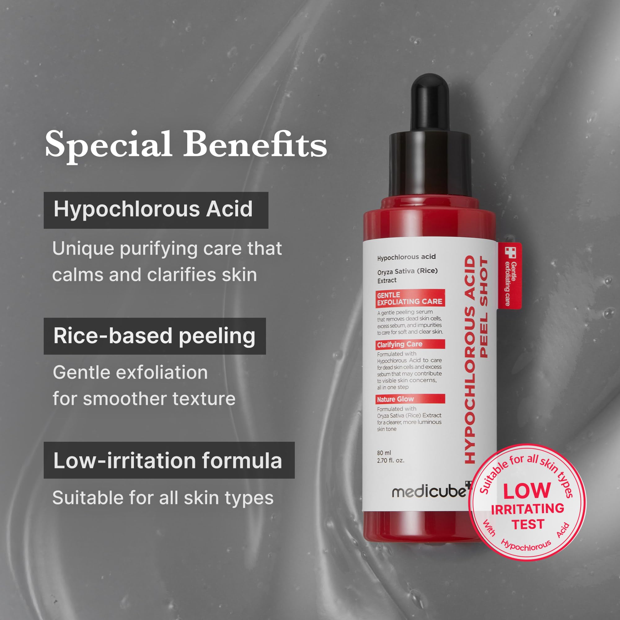 medicube Peel Shot with Hypochlorous Acid | Gentle Exfoliating Serum for Dead Skin Cells & Pores, Blackheads & Excess Sebum Control