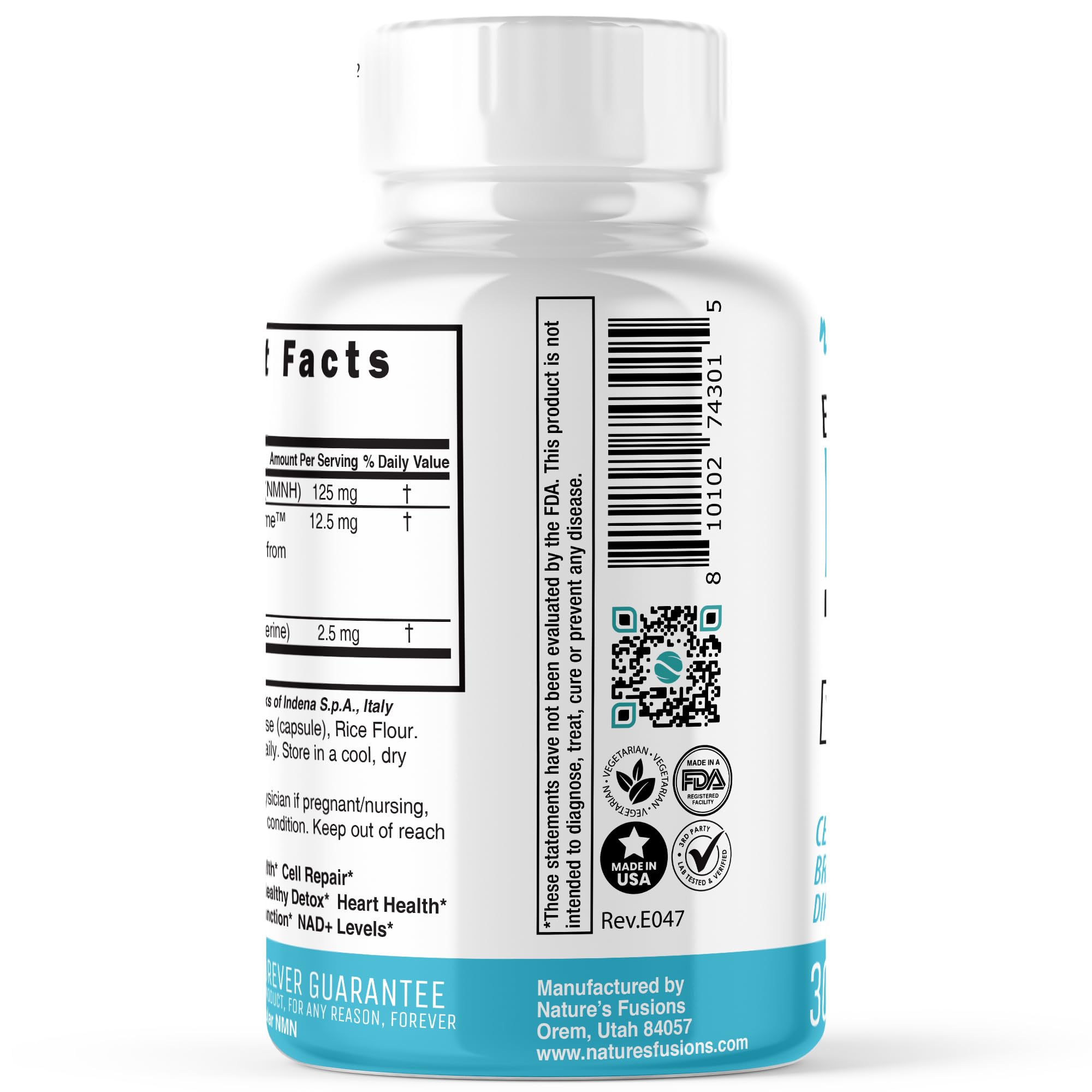 Nature's Fusions NMNH with Piperine & Quercetin - Boost NAD+ with Dihydronicotinamide Mononucleotide (30 Capsules) Nature's Fusions Au supplements