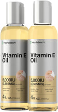 Vitamin E Oil | 5000 IU | 8 oz (2 x 4oz) Value Pack | for Skin, Hair, Face & Body | Vegetarian Horbäach Au supplements