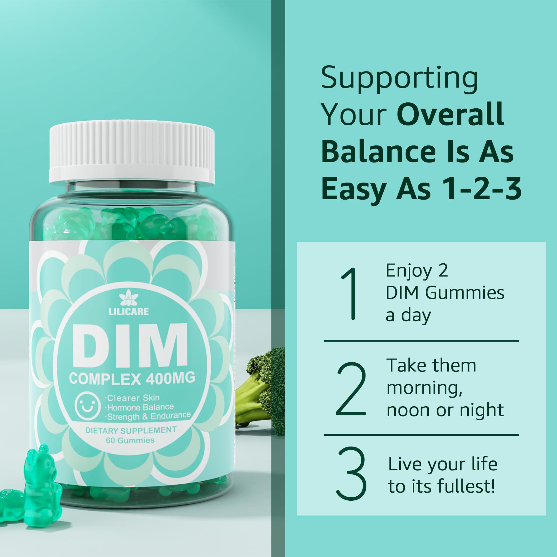 DIM Supplement Women 400mg, Estrogen Supplement for Women, Sugar Free DIM Gummies for Men & Women w/ Biotin, Flaxseed Oil, Burdock, Calendula, BioPerine for Hormone Balance, Menopause & Prostate 60Cts EnvyDeal Au supplements
