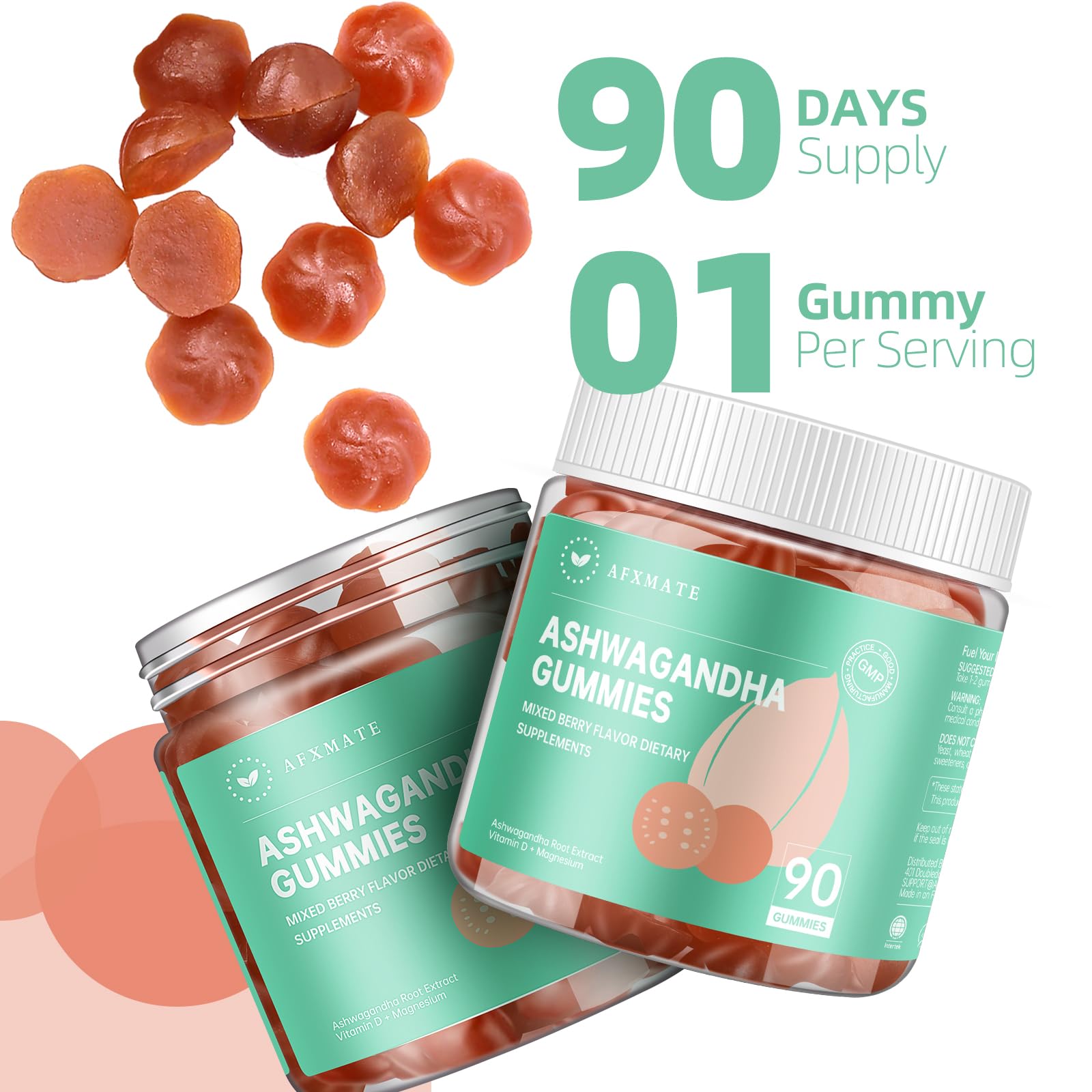 AFXMATE Ashwagandha Gummies for Women Sugar Free, Men's Ashwagandha Supplement Gummy with Vitamin D Magnesium Vegan (90 Counts) AFXMATE Au supplements