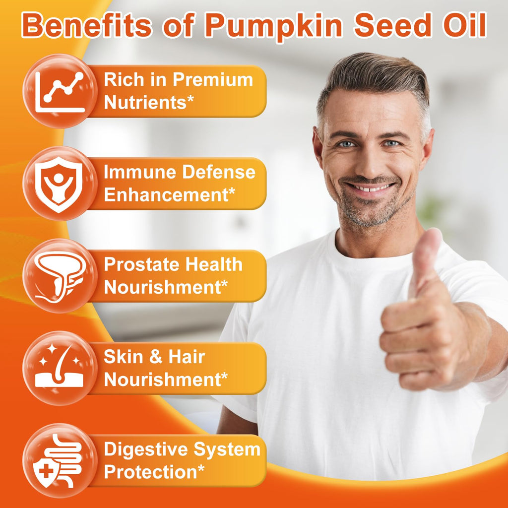 Pumpkin Seed Oil with Saw Palmetto, 3500mg Max Strength per Serving, 150 Softgels, Cold-Pressed with Essential Fatty Acids & Phytosterols, Supports Immune