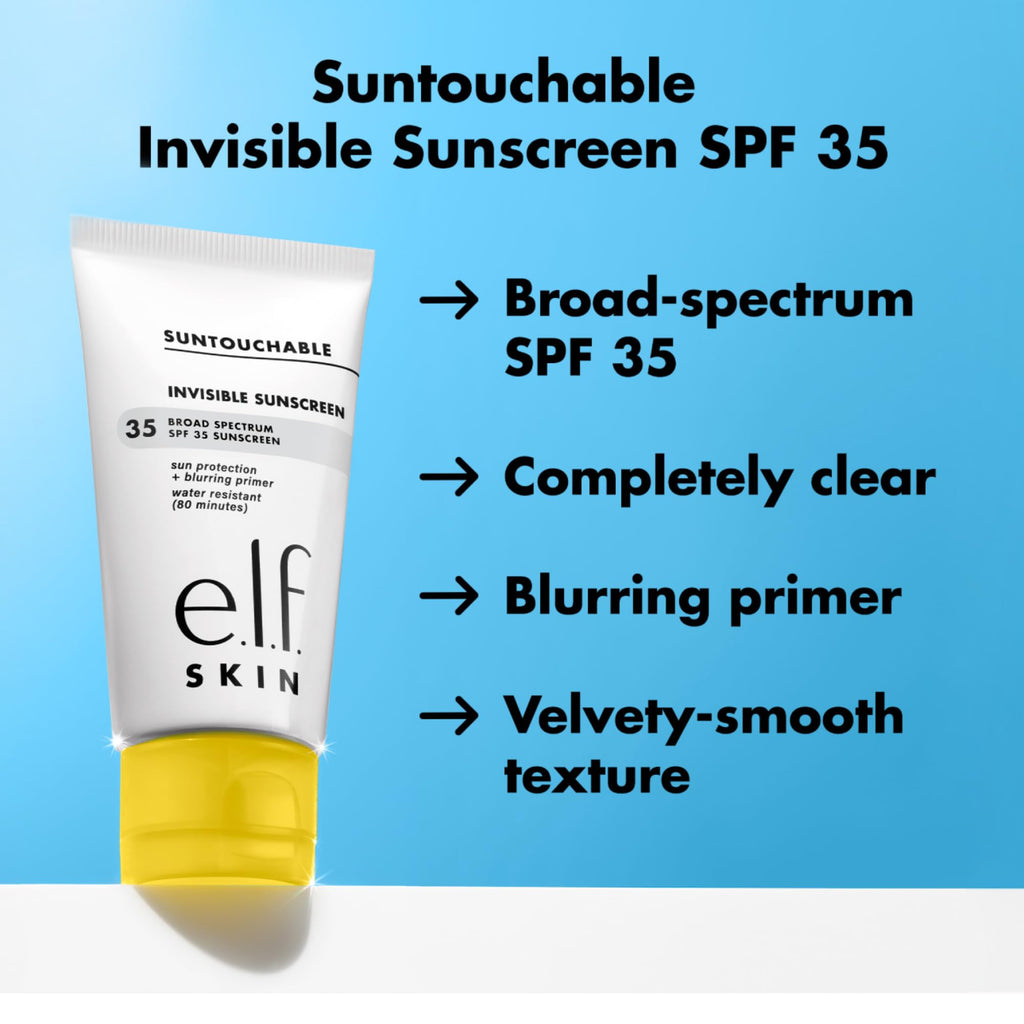 e.l.f. SKIN Suntouchable Invisible SPF 35, Lightweight, Gel-based Sunscreen For A Smooth Complexion, Doubles As A Makeup Primer
