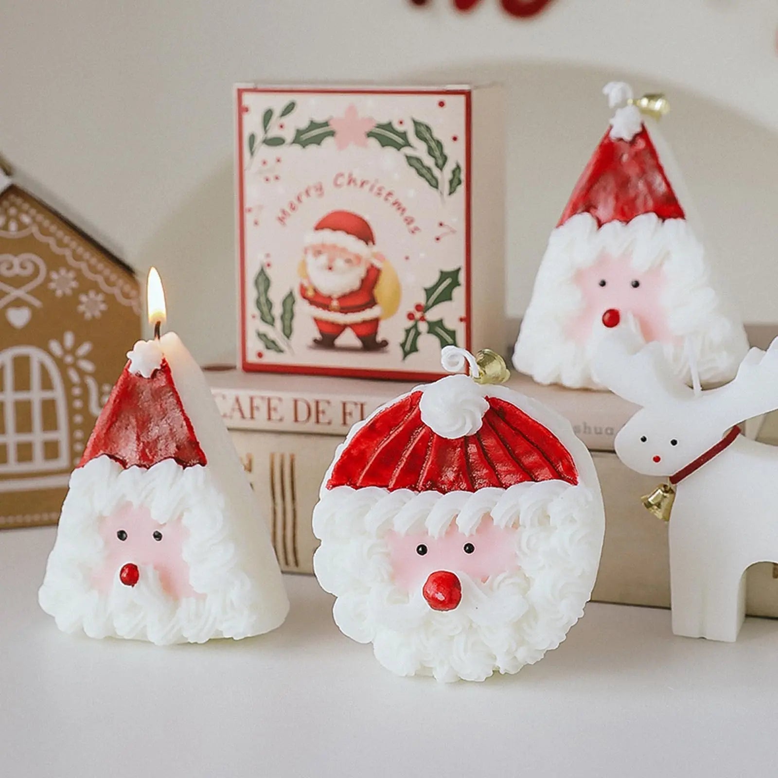 Christmas Cake Scented Candle,110G Handmade Aroma Soy Wax Santa Claus Decorative Candle T-shin Au supplements