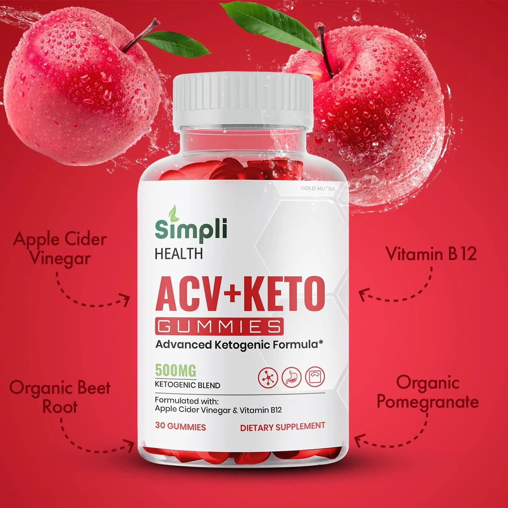 (3 Pack) Simpli Health ACV Keto Gummies, Maximum Strength Gold Nutra Au supplements