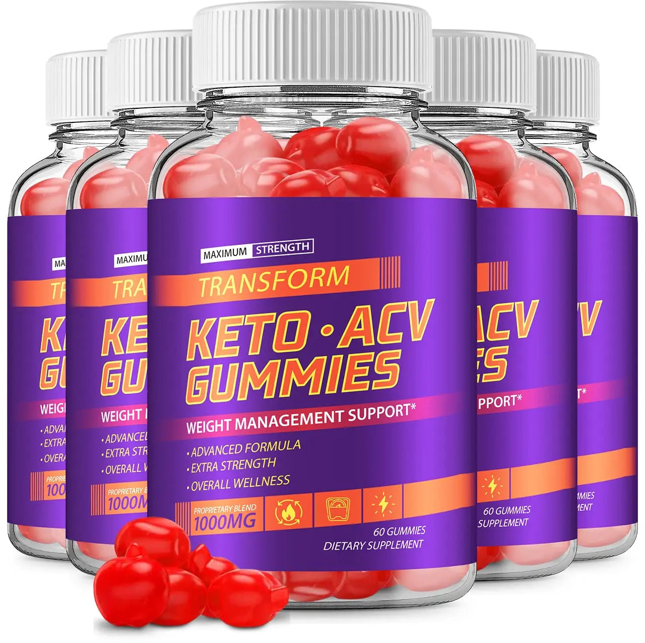 (5 Pack) Transform Keto ACV Gummies Advanced Formula (300 Gummies) Rillvo Au supplements
