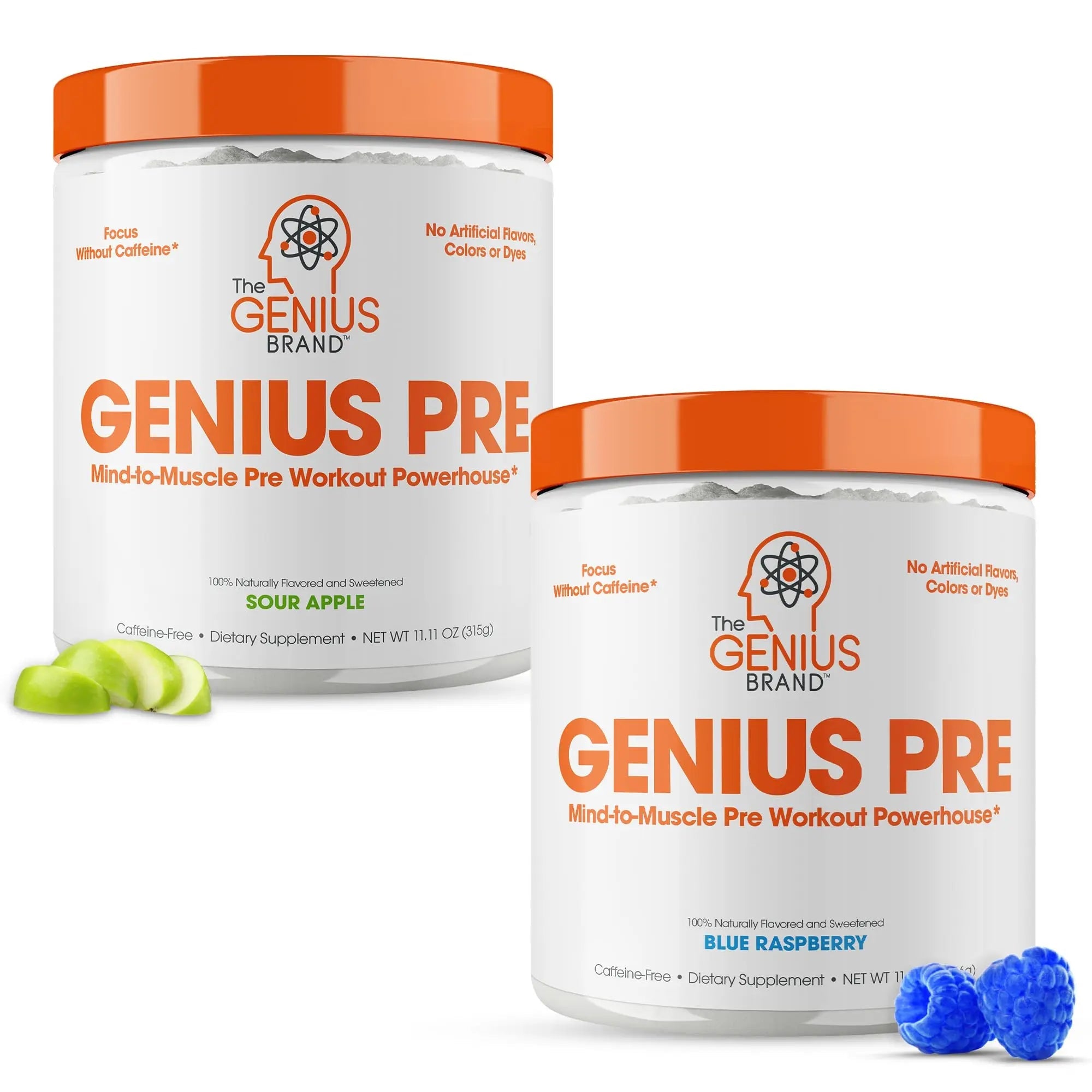 Genius Pre-Workout Supplement Bundle - Blue Raspberry & Sour Apple - Caffeine The Genius Brand Au supplements