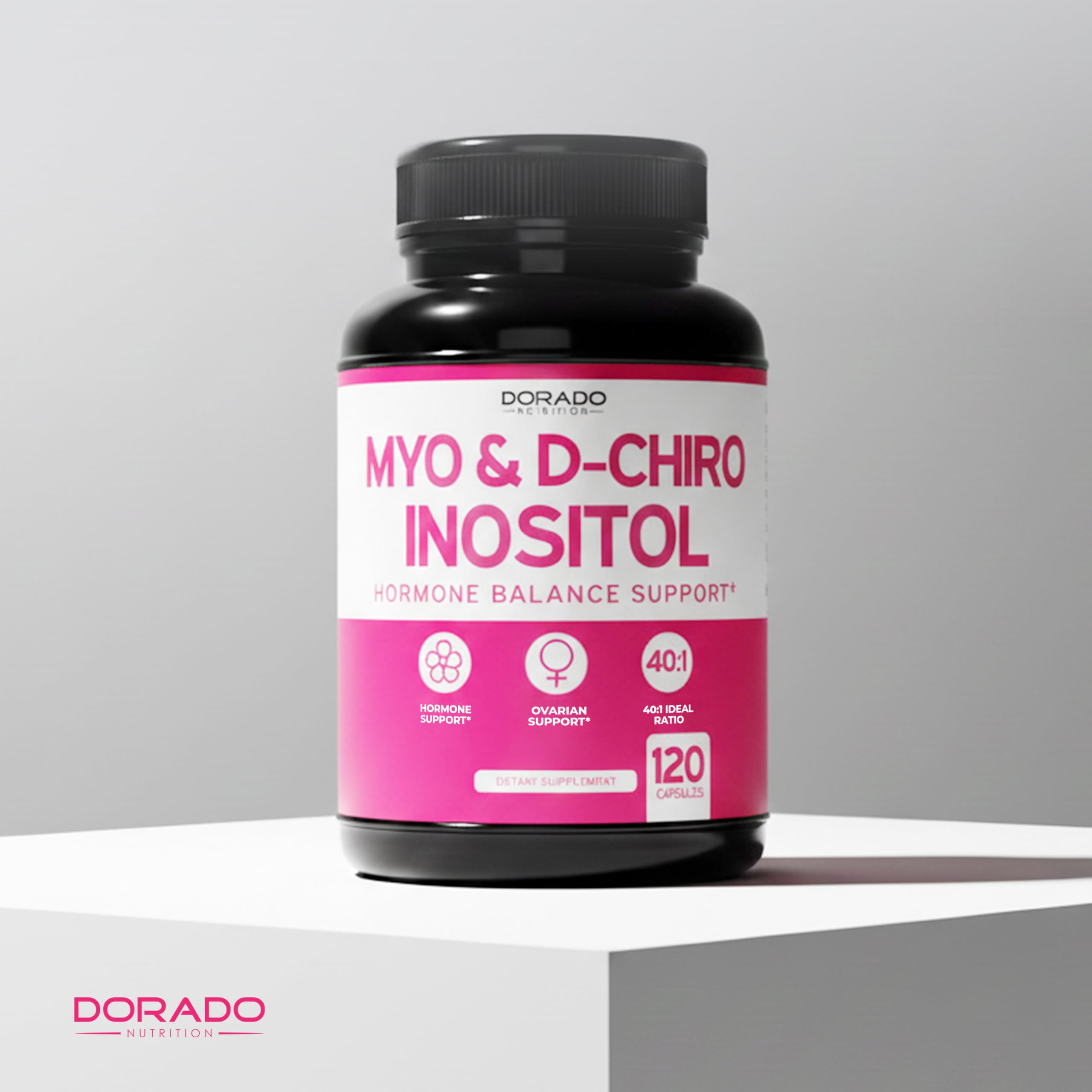 Myo-Inositol & D-Chiro Inositol Supplement For Women (120 Capsules, 2050mg Per Serving Ideal 40:1 Ratio Myo Inositol) Hormone Balance for Women - Third Party Tested