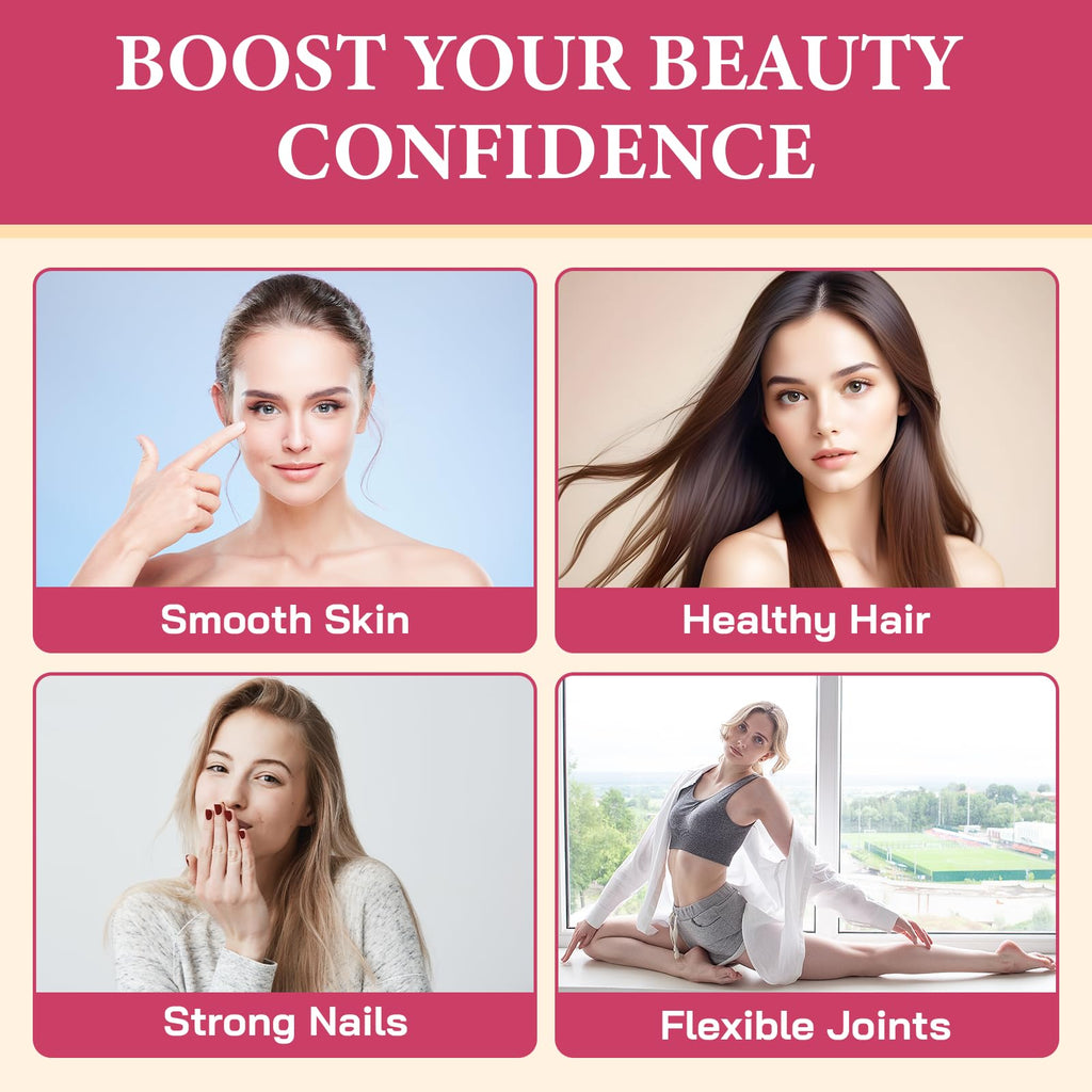 OHaboth Collagen Gummies for Women, Hydrolyzed Collagen Peptides Type I, II, III, V, X, 0 Sugar - Collagen Gummies for Skin, Wrinkles, Hair, Nails