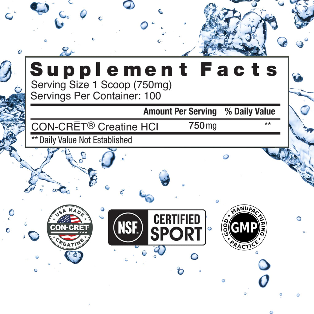 CON-CRET Creatine HCl Powder | Muscle, Cognitive, Cellular Energy Support | No Bloating or Cramps
