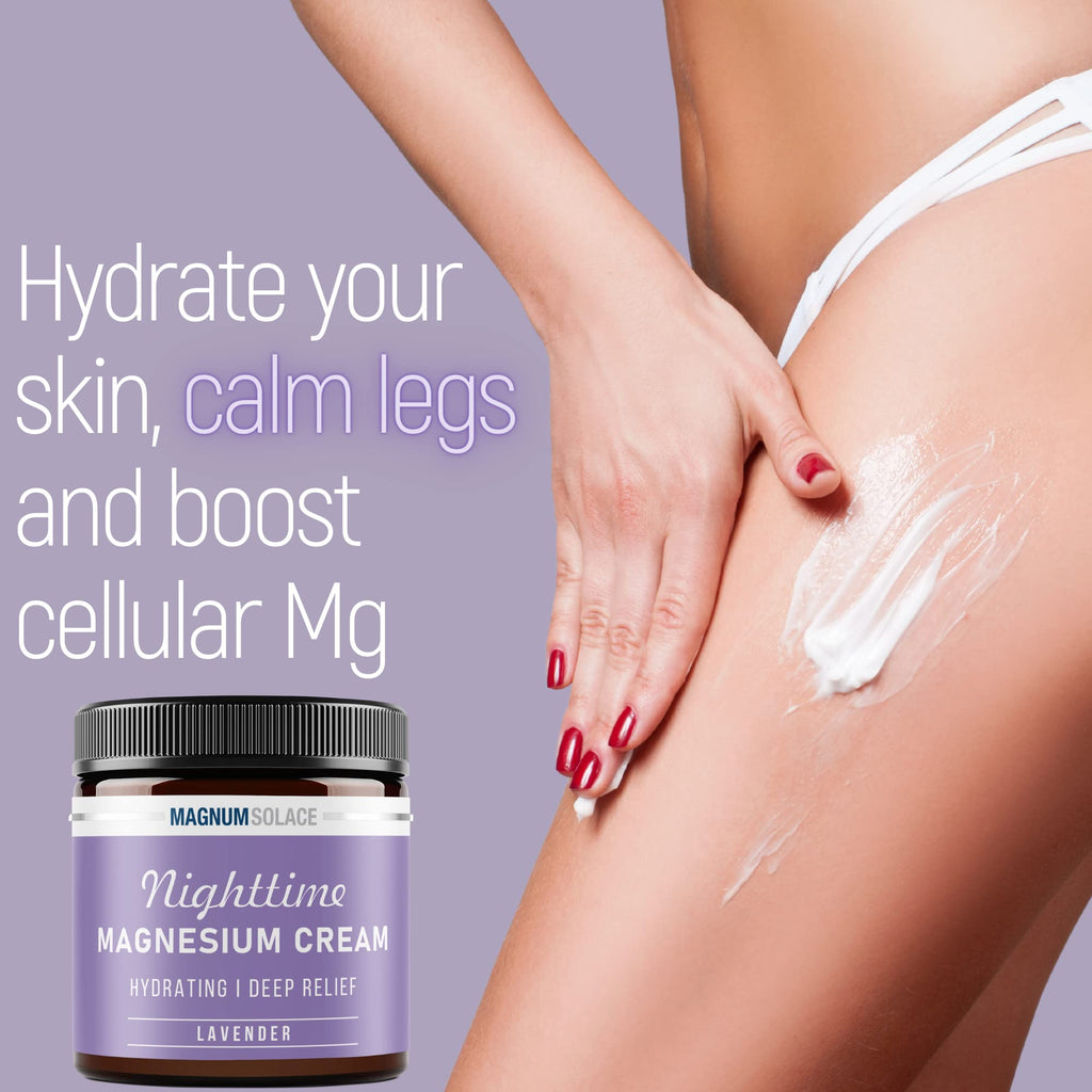 Magnum Solace Magnesium Lotion – Nighttime Magnesium Cream – Apply to Legs, Arms or Chest - Topical Magnesium Chloride – USA Made and Safe for Kids (Lavender) Magnum Solace Au supplements