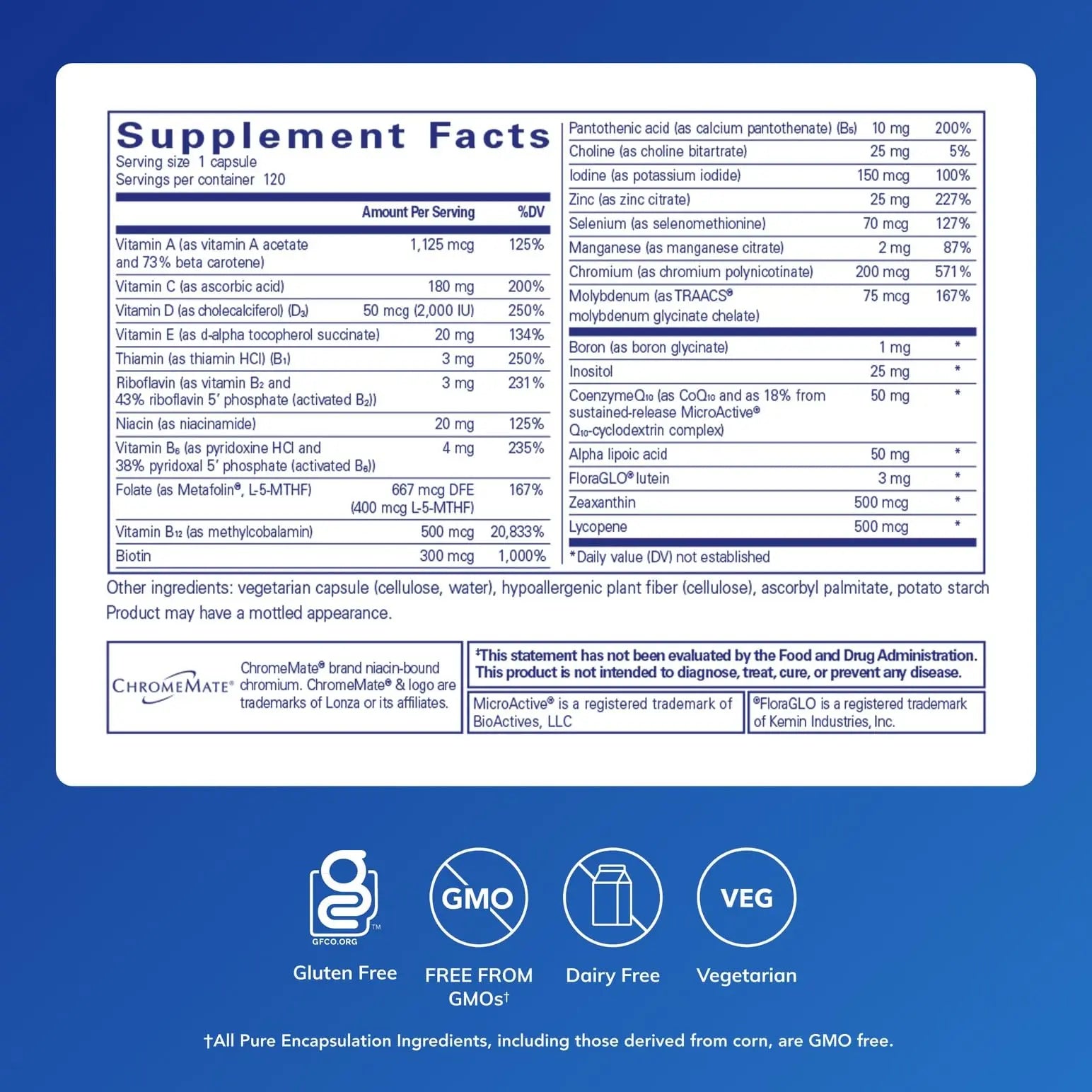 Pure Encapsulations O.N.E. Multivitamin - Once Daily Multivitamin with Antioxidant Complex Metafolin, CoQ10, and Lutein to Support Vision, Cognitive Function Pure Encapsulations Au supplements