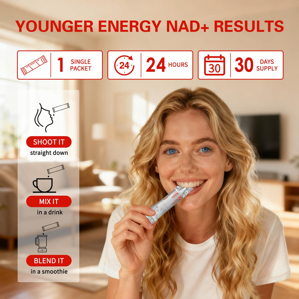 DNOUHN NAD Liquid Supplement 1500mg, Nicotinamide Riboside & Resveratrol with PQQ, NAD Supplement for Women & Men, Boosts Cellular Energy, Anti-Aging, Immune, Focus, 30 Packets DNOUHN Au supplements
