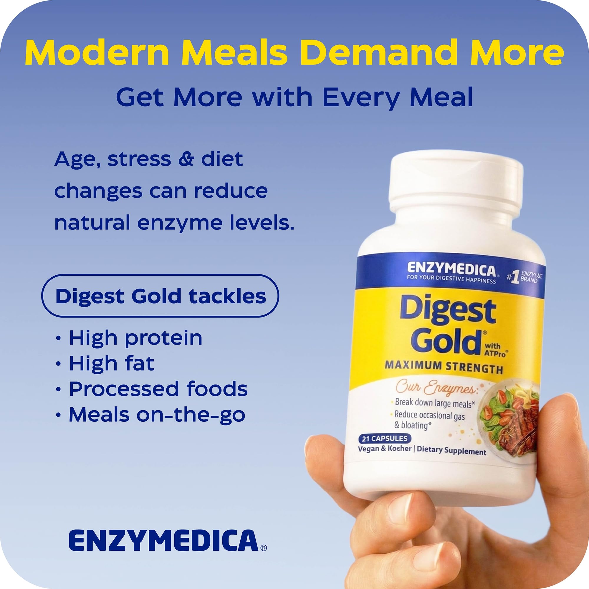 Enzymedica, Digest Gold + ATPro, Maximum Strength Enzymes, 45 Capsules