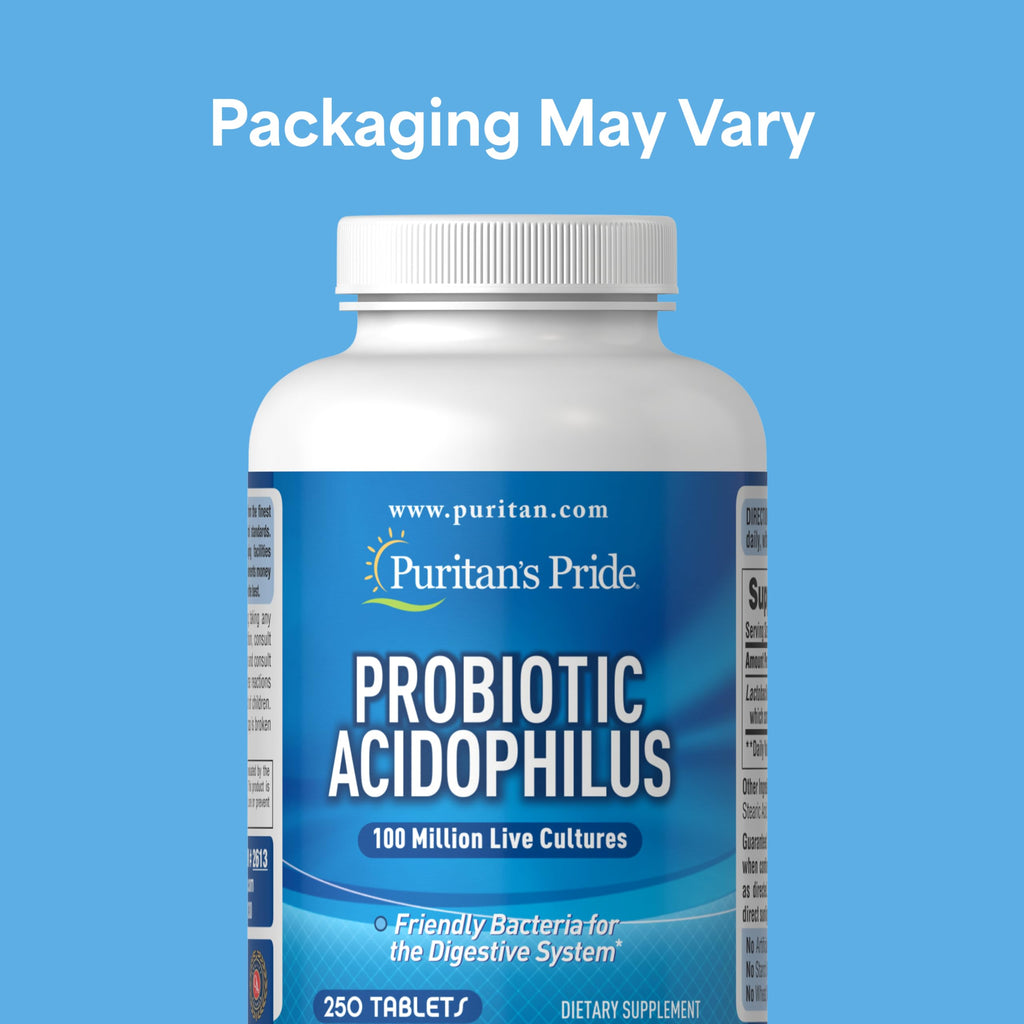Puritan's Pride Daily Probiotic Acidophilus, 100 Million Live Cultures, Dietary Supplement for Digestive, Gut, and Immune Health, Soy, Sodium,
