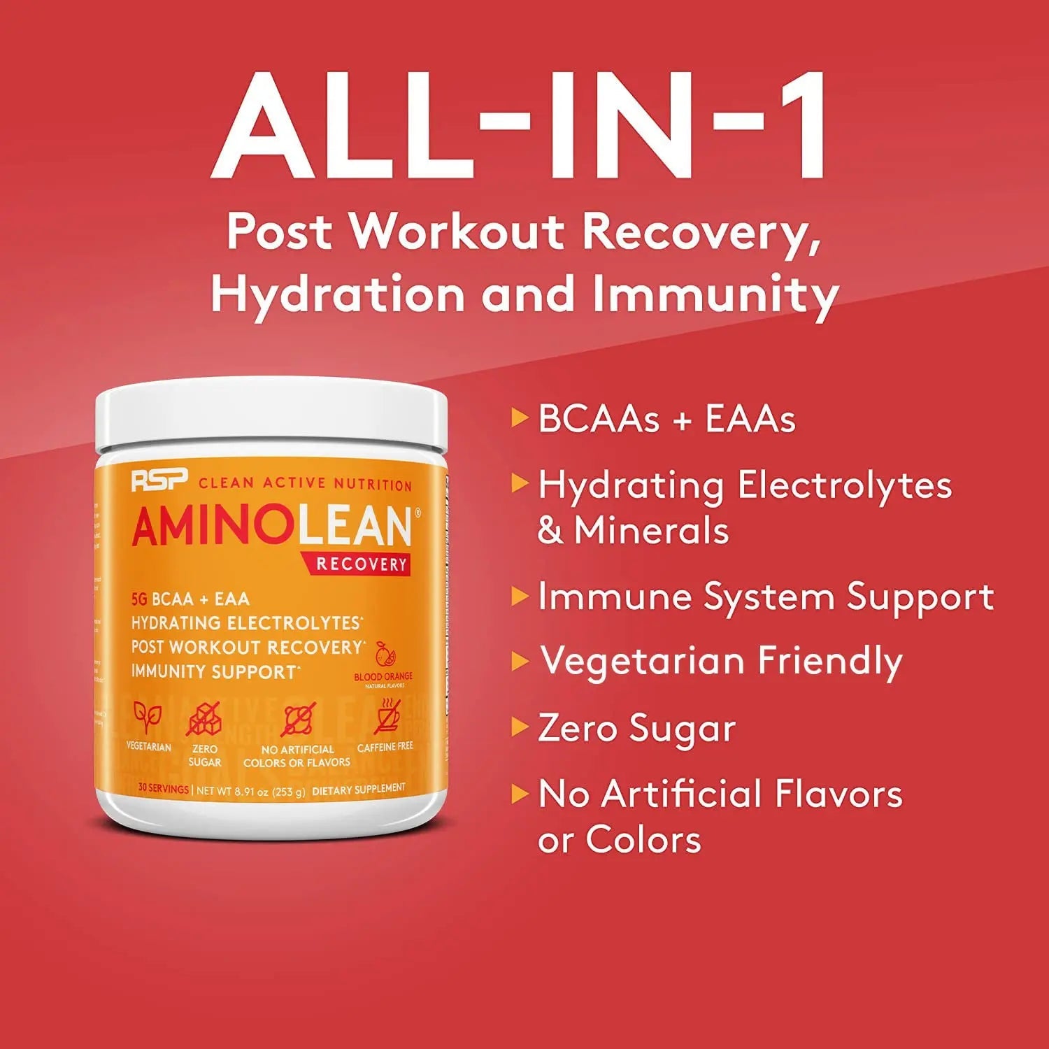 RSP AminoLean Recovery - Post Workout BCAAs Amino Acids Supplement + Electrolytes RSP NUTRITION Au supplements