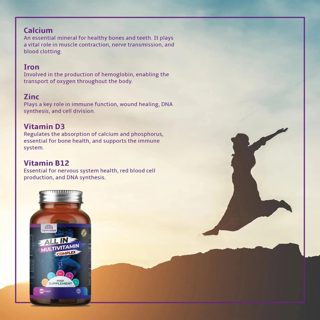 CAMRUSEPA All in Multivitamin Complex – Daily Tablet with Calcium, Iron, Zinc, Vitamin C, B Complex, D3, E, A & More – Complete Daily Nutritional Support for Adults Camrusepa Au supplements