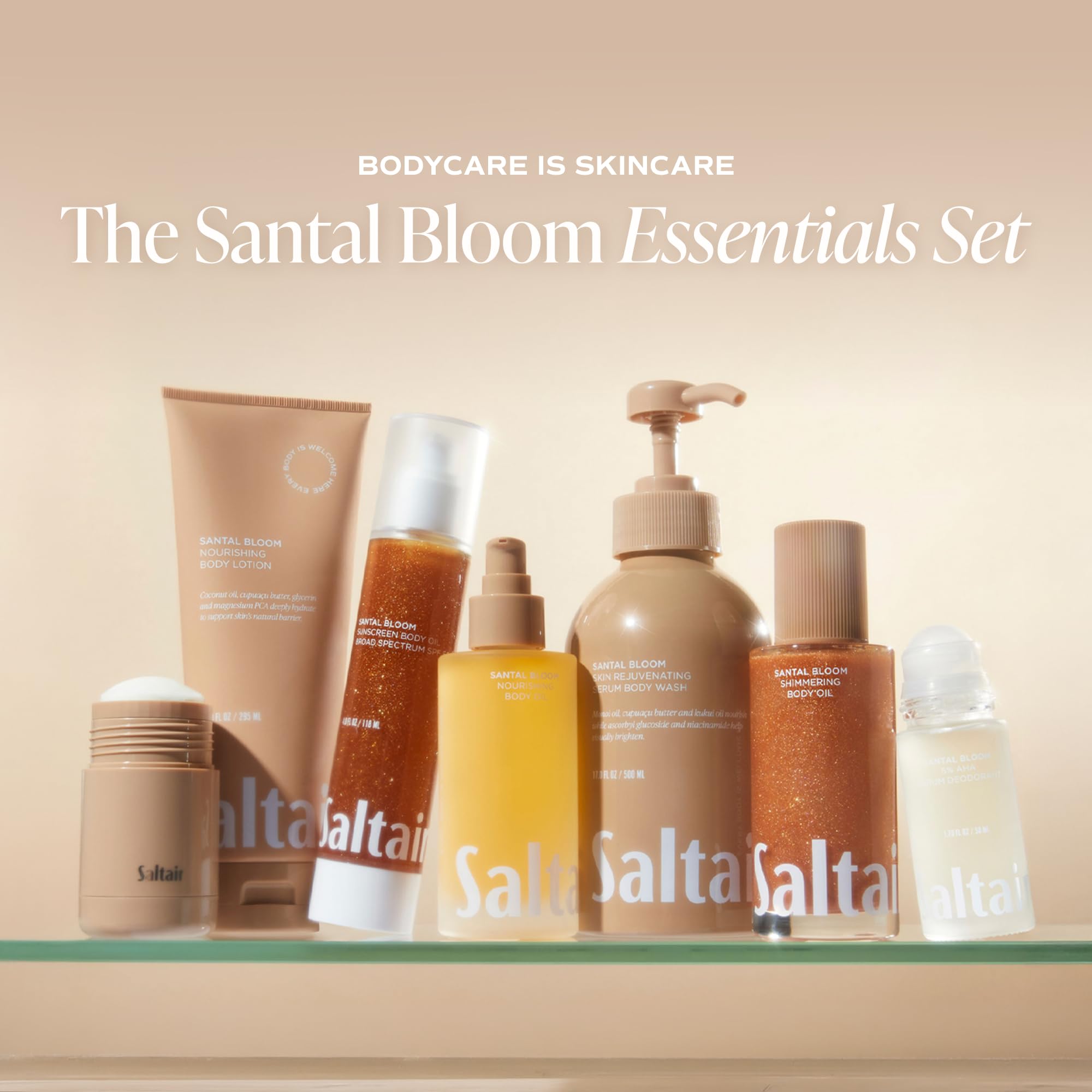 Saltair Body Oil - Luxurious Santal Bloom After Shower and Bath Oil for Women and Men. Botanical, Non-Greasy