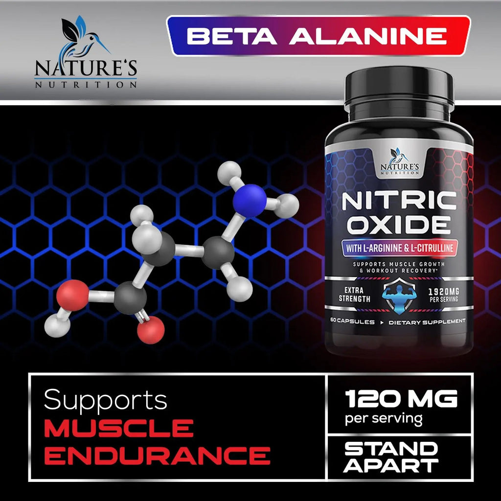 Extra Strength Nitric Oxide Supplement L Arginine 3X Strength - Citrulline Malate, AAKG Nature's Nutrition Au supplements