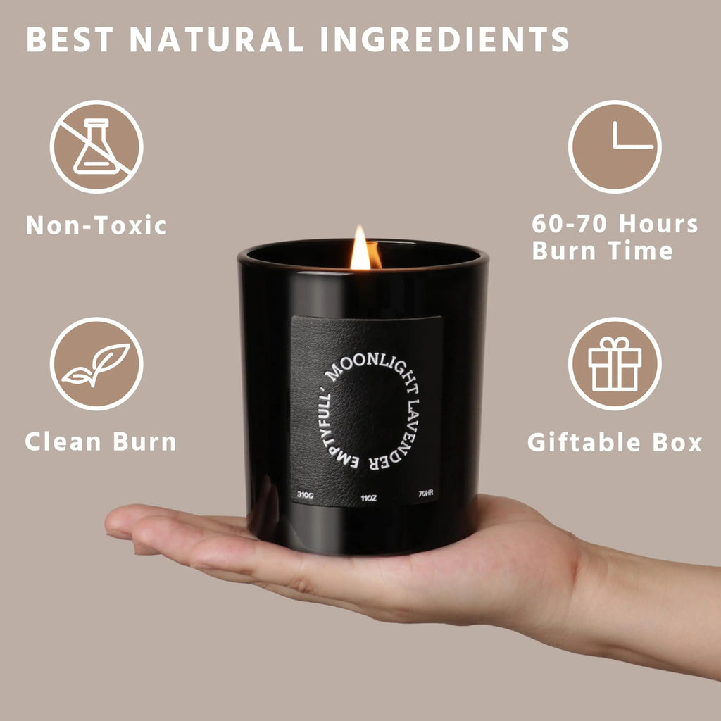 EMPTYFULL Lavender Scented Candles, Wood Wick, 11 oz Large Candle, Natural Soy Candles Emptyfull Au supplements