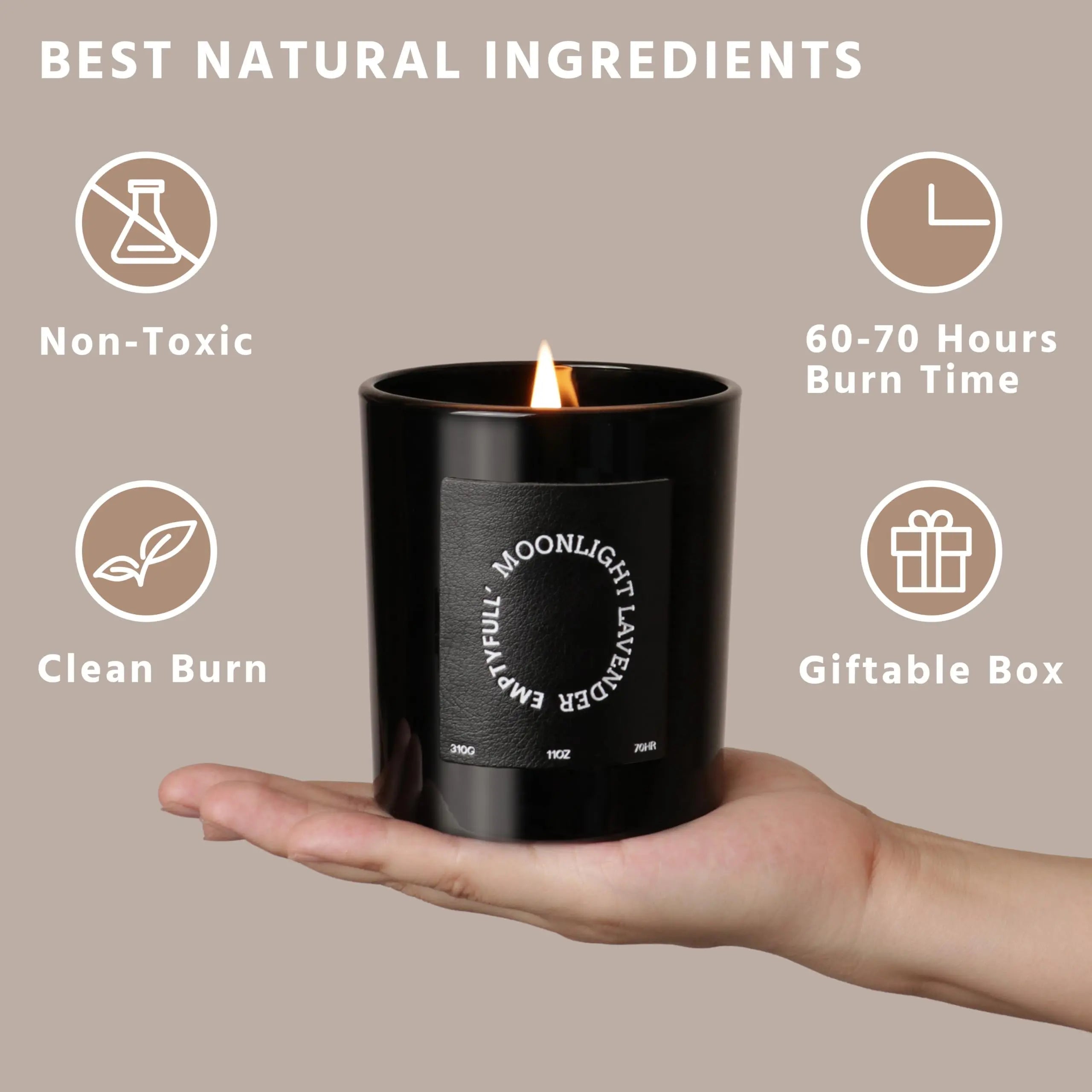 EMPTYFULL Lavender Scented Candles, Wood Wick, 11 oz Large Candle, Natural Soy Candles Emptyfull Au supplements