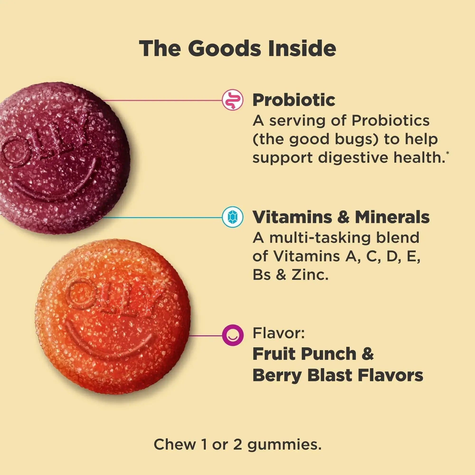 OLLY Kids Multivitamin & Probiotic Gummy, Digestive Support, Vitamins A, D, C, E, B, Zinc, Chewable Supplement OLLY Au supplements