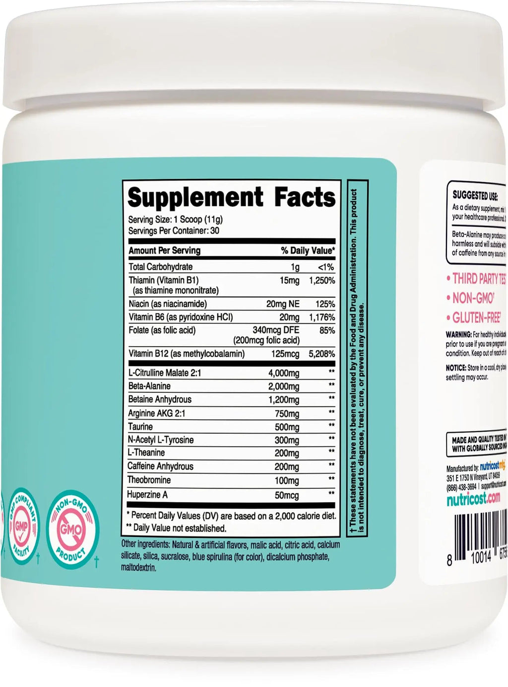 Nutricost Pre-Workout Powder for Women, Blue Raspberry, 30 Servings Nutricost Au supplements