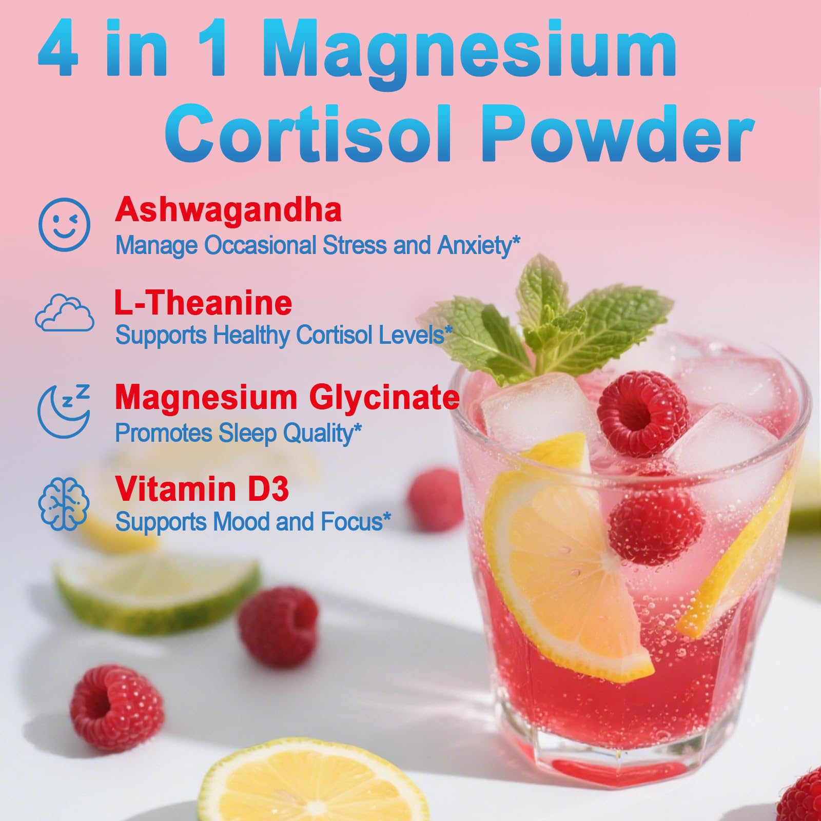 Bunkell Cortisol Powdered Drink Mix, Made with Magnesium Glycinate, L-Theanine, Ashwagandha & Vitamin D3, Cortisol Supplements for Relaxation, Focus & Calm Support, Raspberry Lemonade Flavor, 30 Ct Bunkell Au supplements